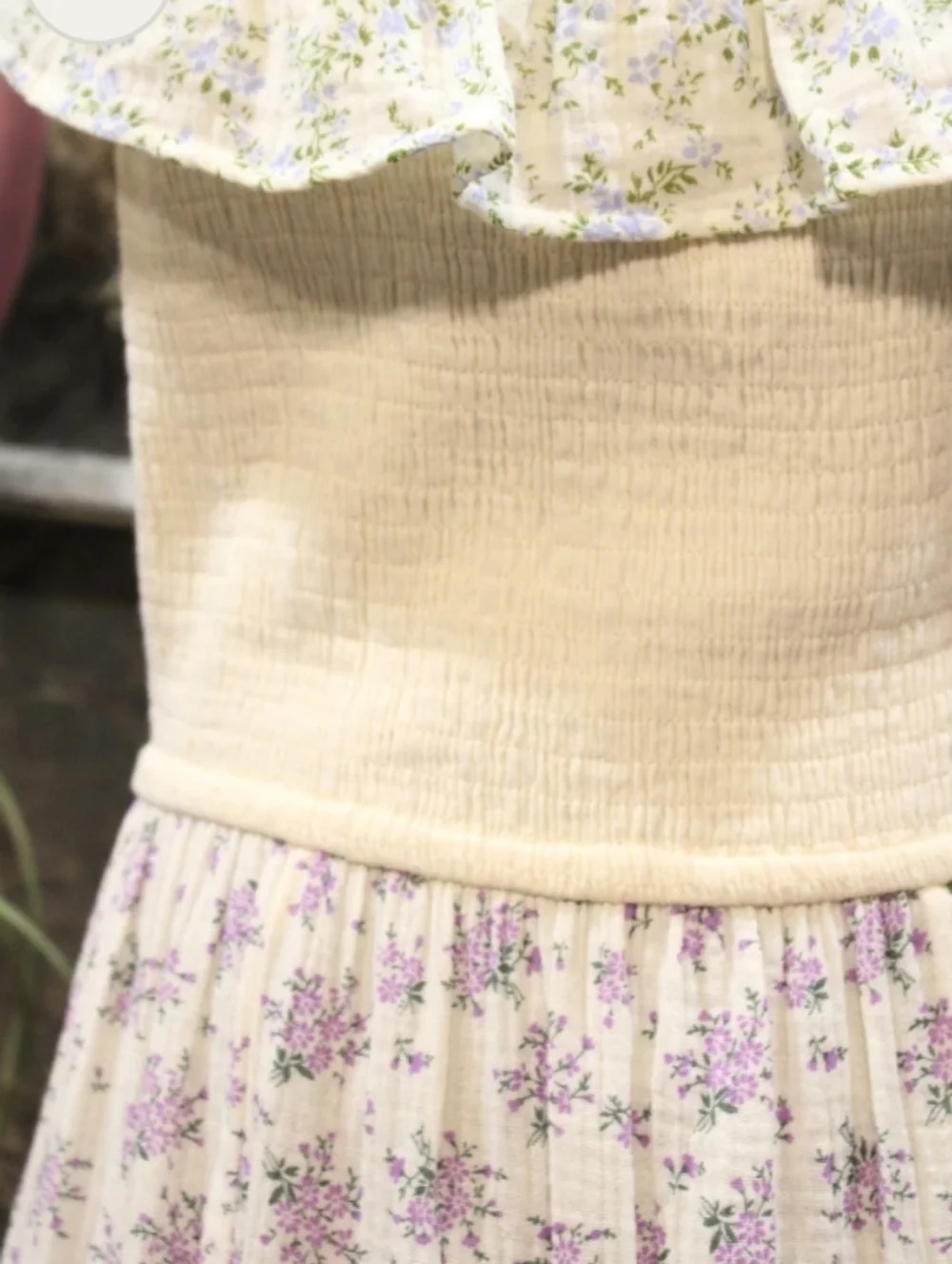 Oddi Delicate Dainty Print Cream Patchwork Floral Ruffle Maxi Dress Nwt Small - Picture 3 of 9